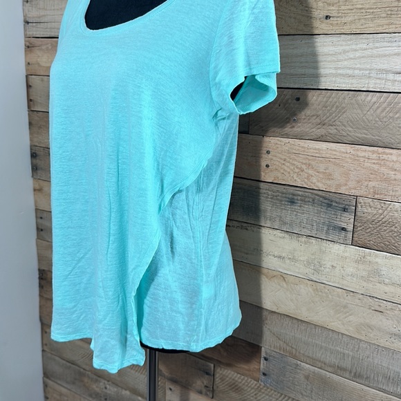 J. Jill Women’s Aquamarine Short Sleeve Summer Wrap Top - Picture 3 of 4